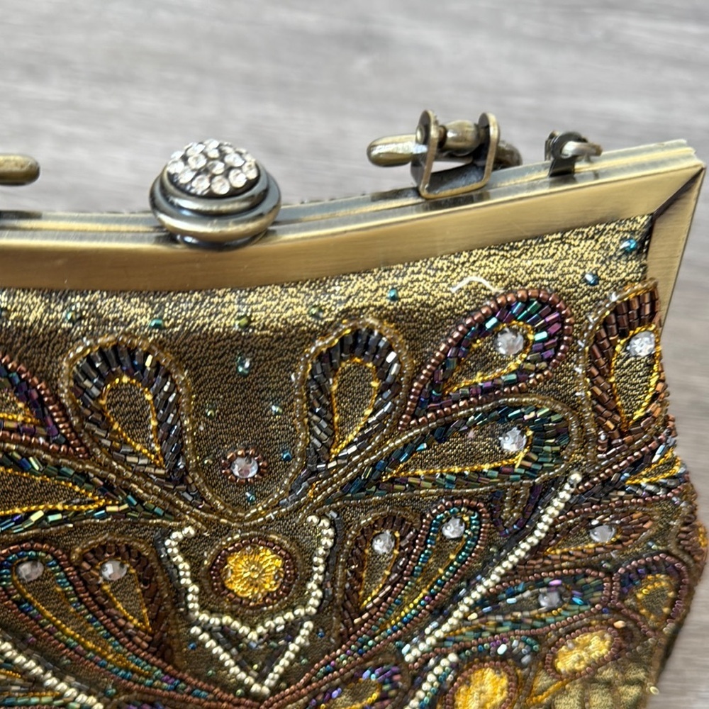 Beaded Handbag with Gold and Brown Accents - Picture 10 of 16